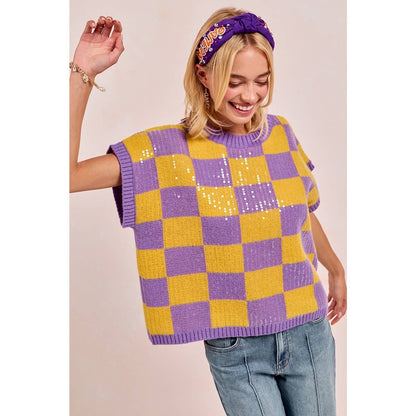 GAMEDAY THEME SEQUIN ALL-OVER SWEATER TOP