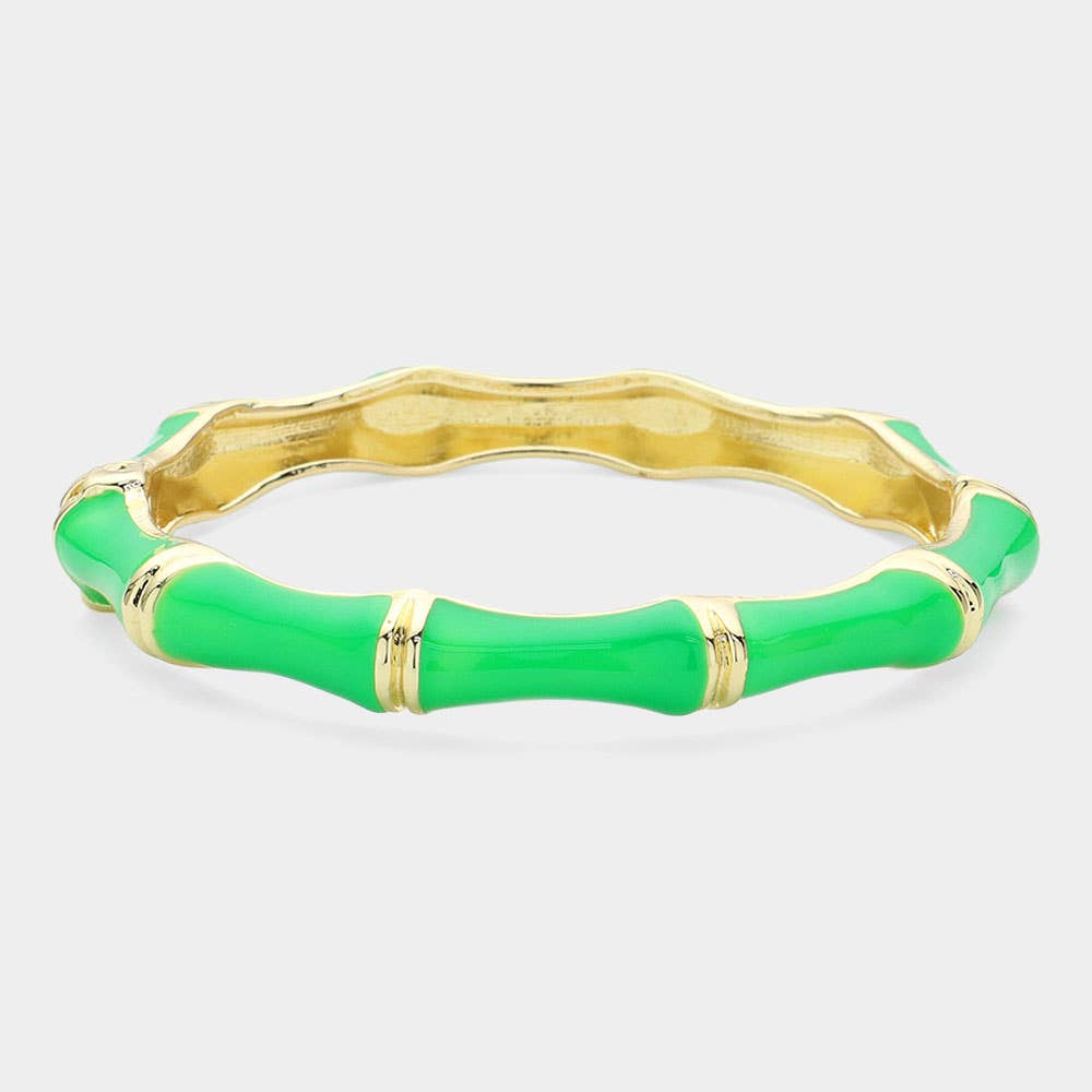 Enamel Bamboo Hinged Bangle Bracelet