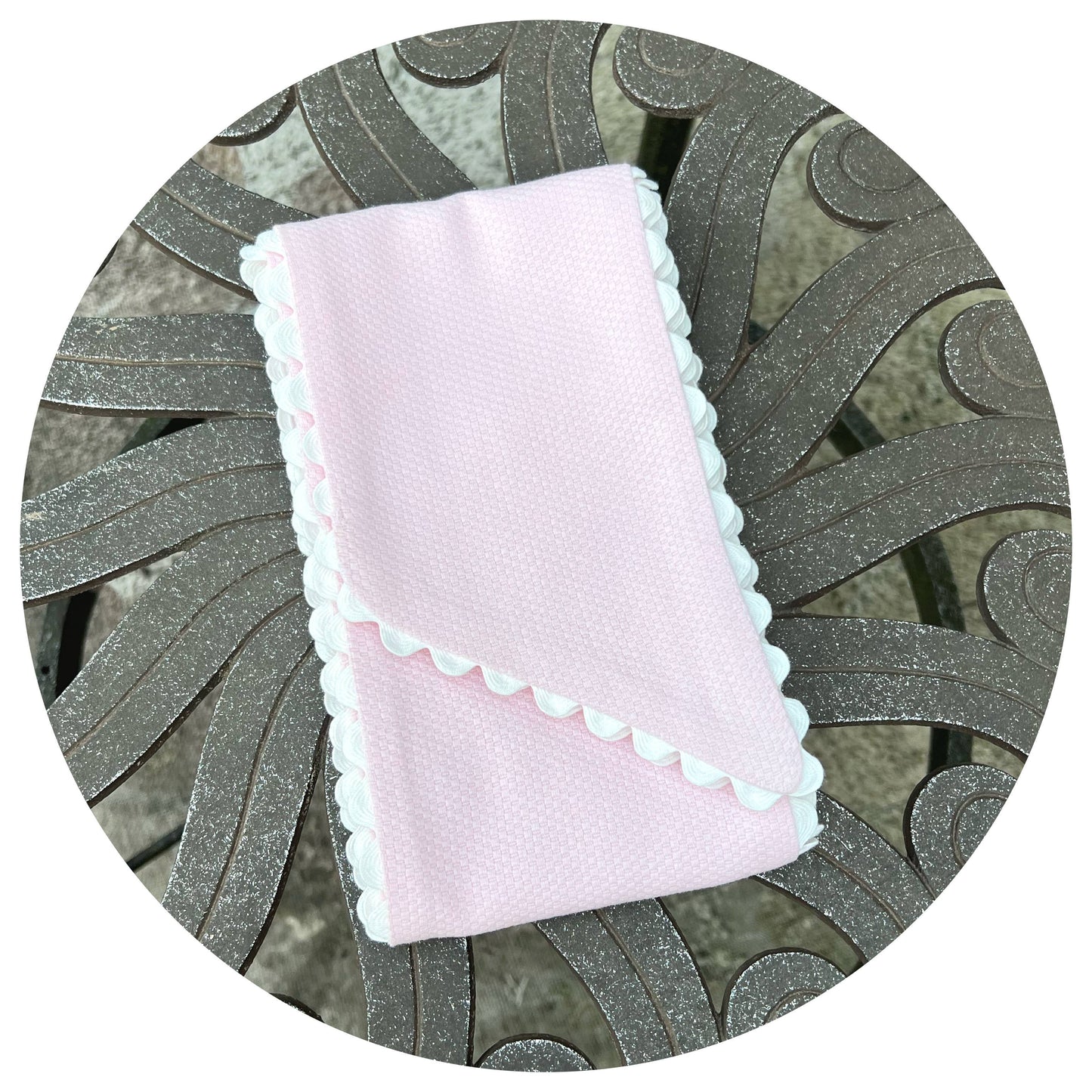 Pink Cotton Pique Sash with Trim