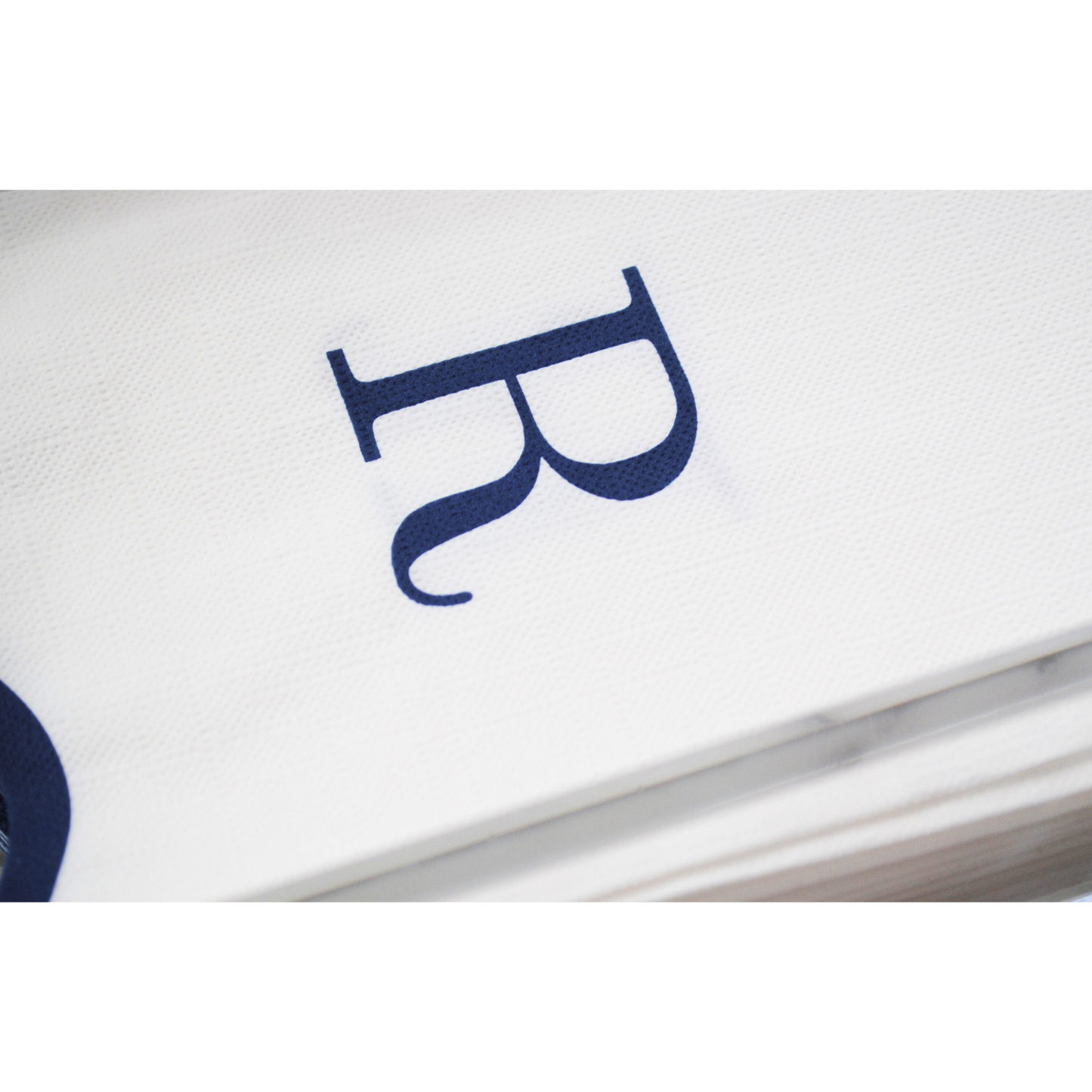 Letter “R” Initials Monogram Paper Napkins - Blue and White Scalloped