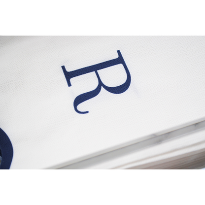 Letter “R” Initials Monogram Paper Napkins - Blue and White Scalloped