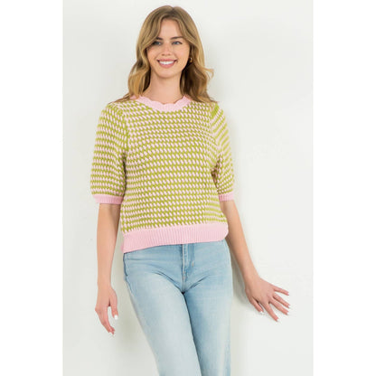 Textured Puff Sleeve Knit Top