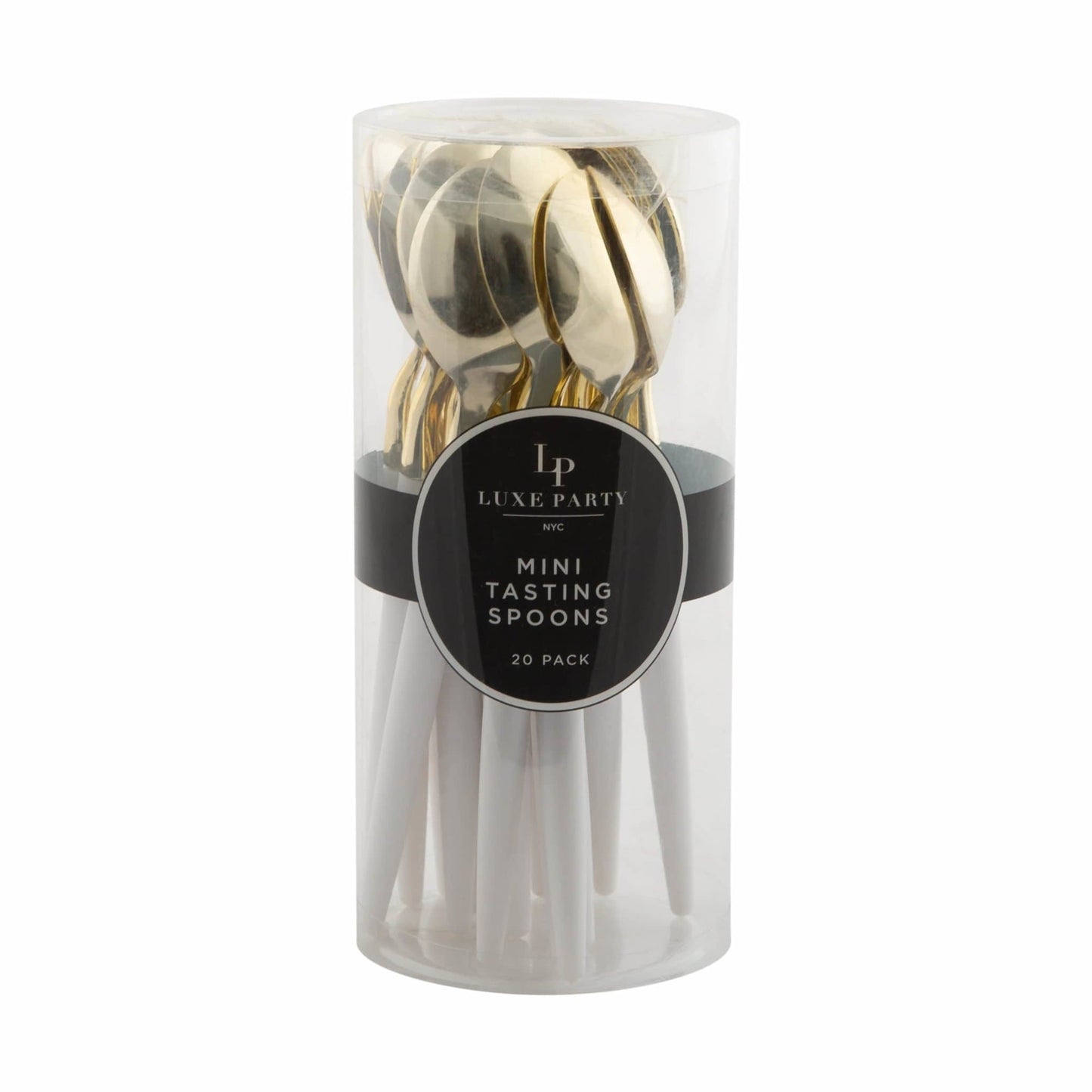 White and Gold Plastic Mini Spoons | 20 Spoons