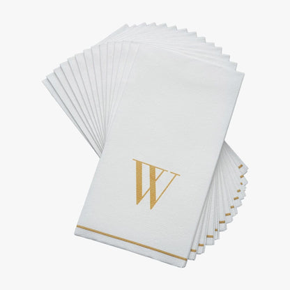Letter W Gold Monogram Paper Disposable Dinner Napkins | 14 Napkins