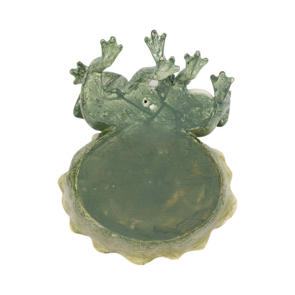 Decorative Planter - Green Resin Three Sitting Frogs, 10 in.