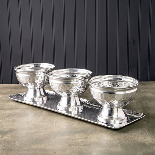 Hammered Tray Set 3 Bowls