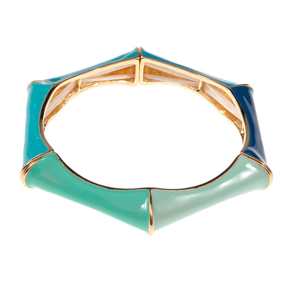 Enamel Hexagonal Stretch Bangle Bracelet