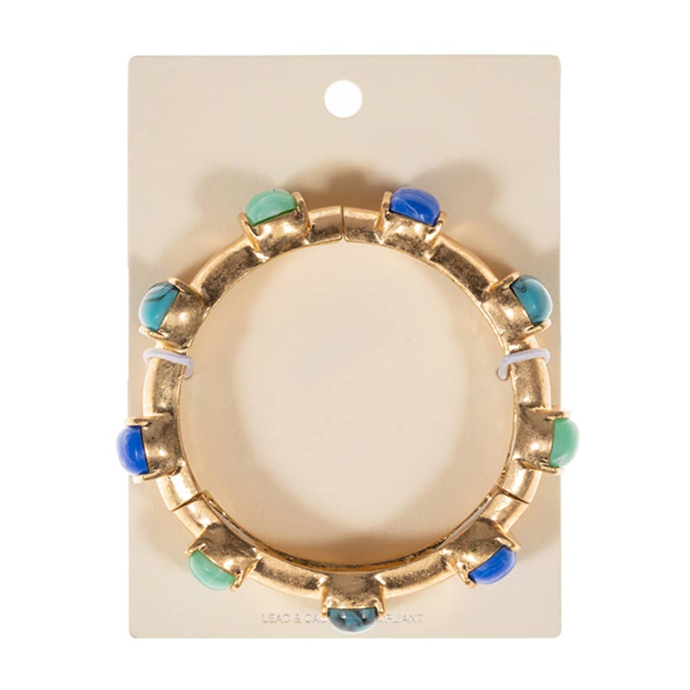 Bold Stone Pointed Stretch Bangle Bracelet