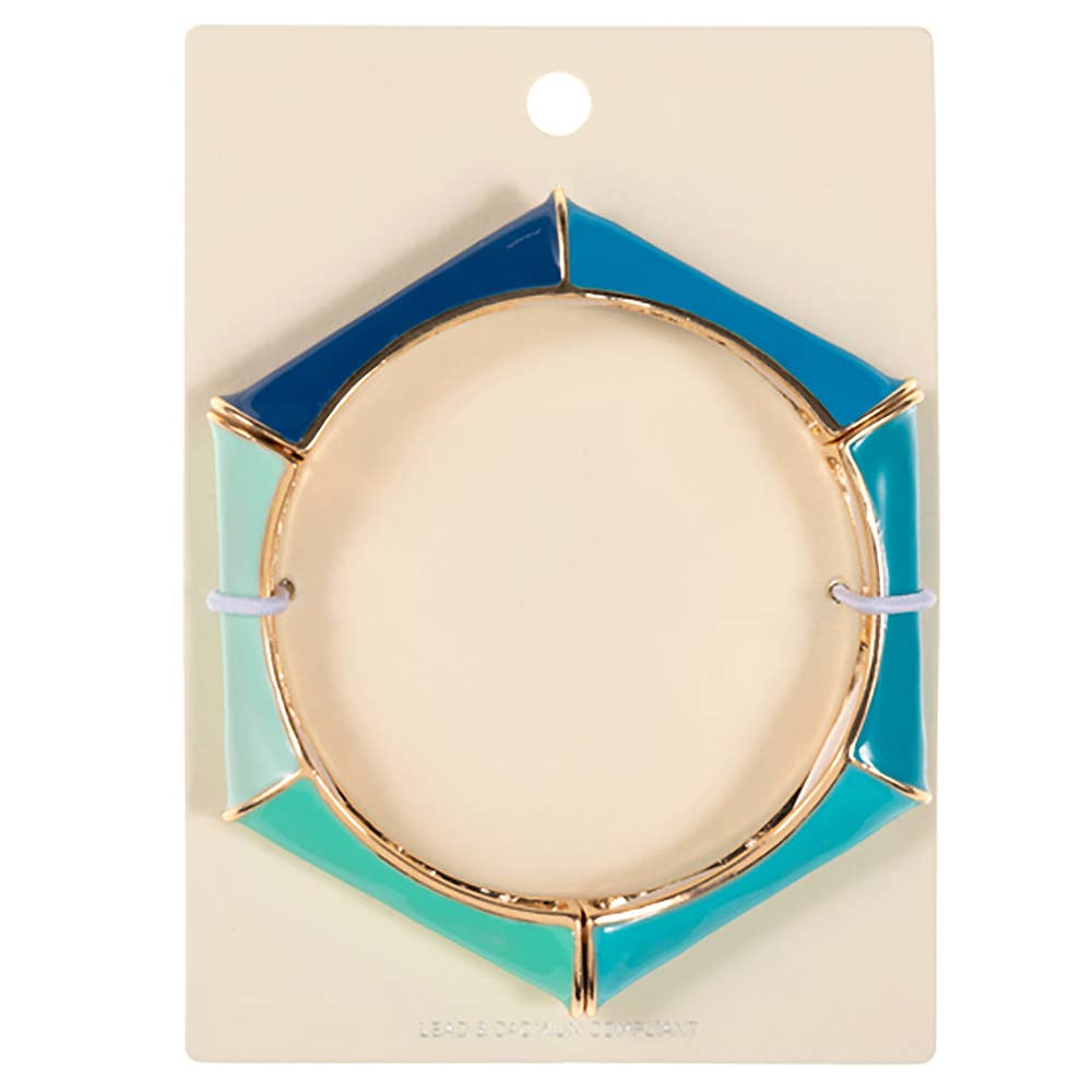 Enamel Hexagonal Stretch Bangle Bracelet