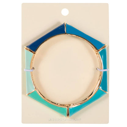 Enamel Hexagonal Stretch Bangle Bracelet