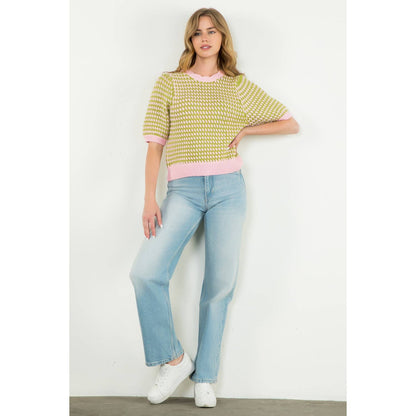 Textured Puff Sleeve Knit Top