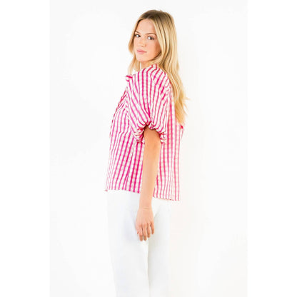 Gingham Puff Sleeve Top
