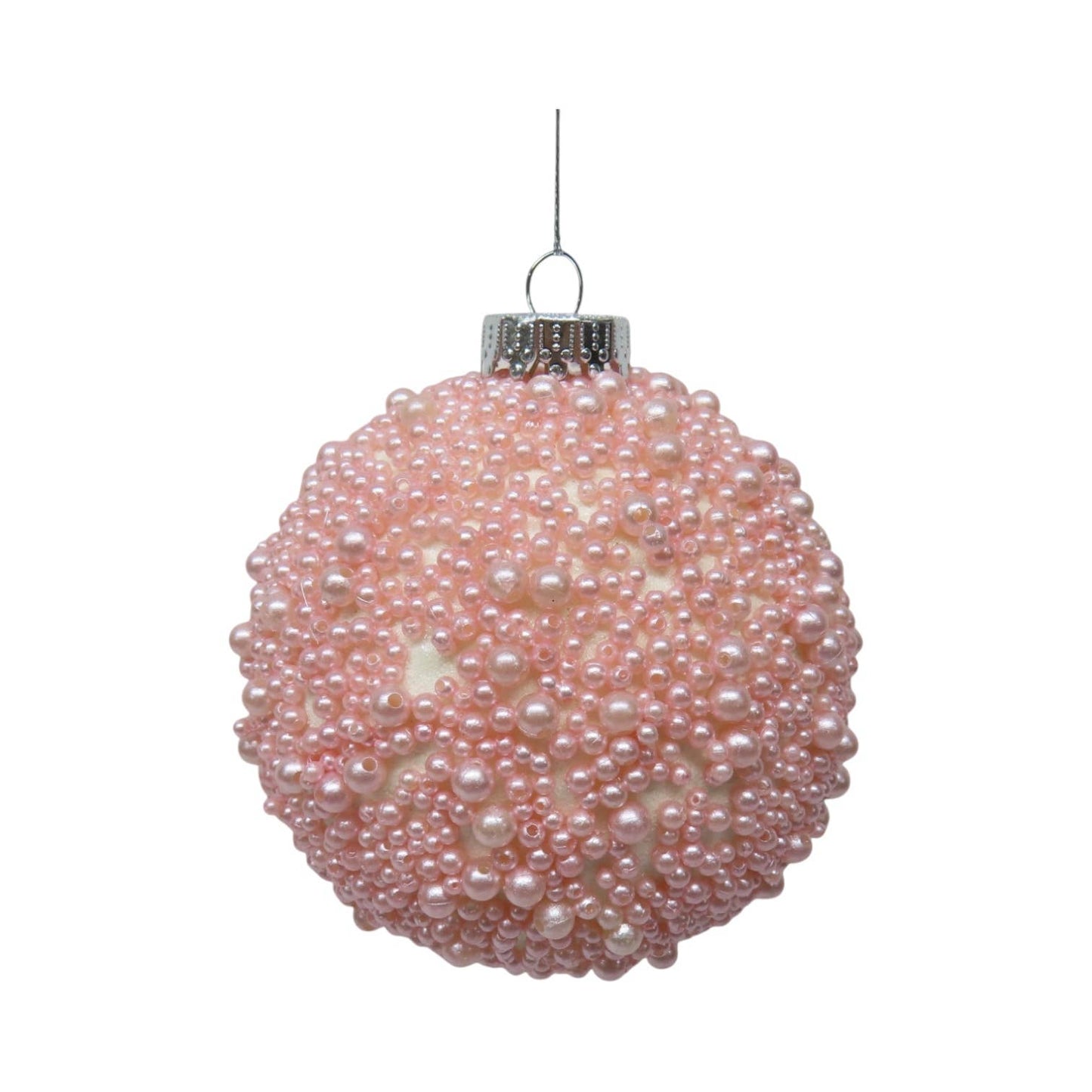 4in Pink Beaded Ball Orn