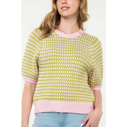 Textured Puff Sleeve Knit Top