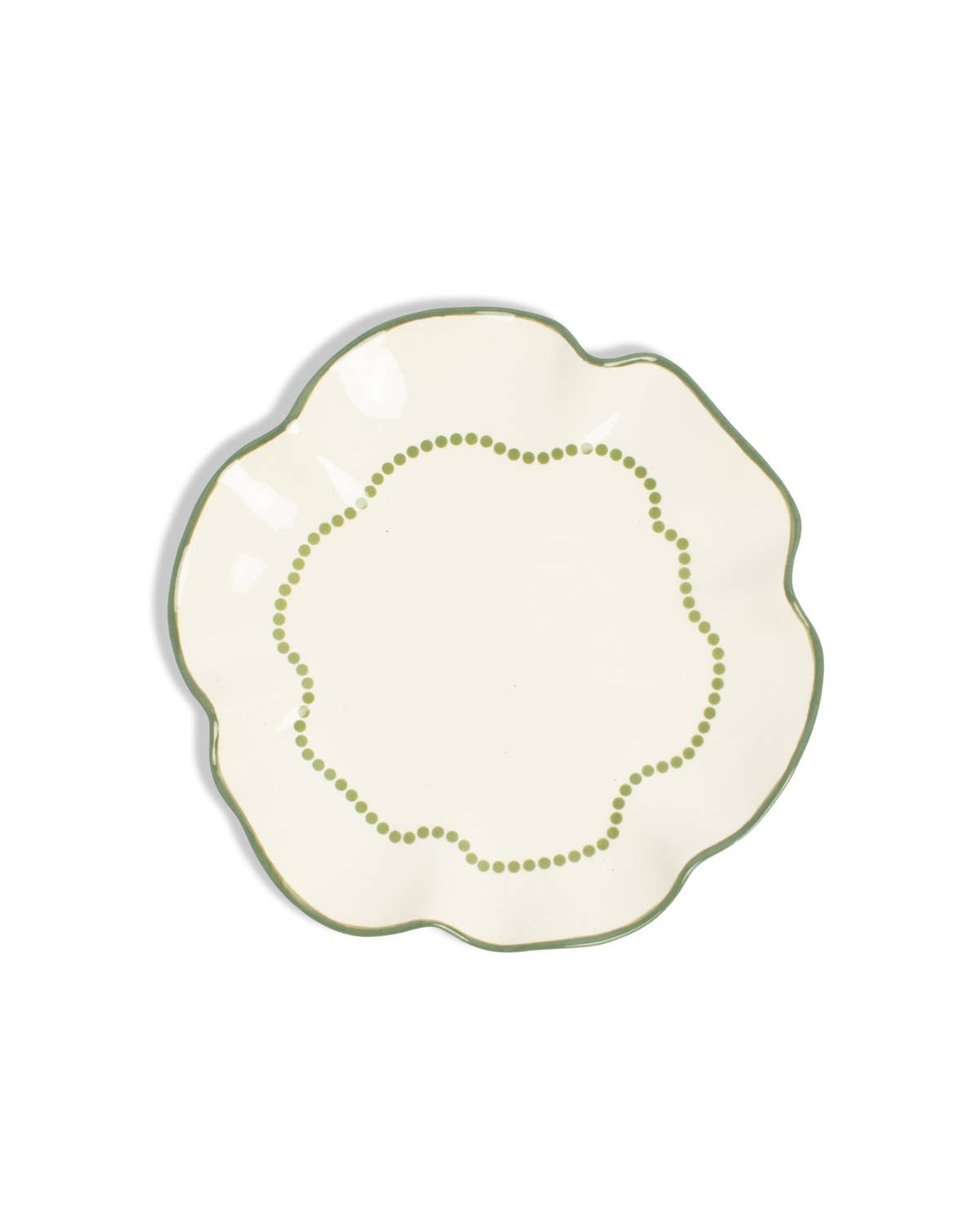 Evelyn Plate  White/Green   8"