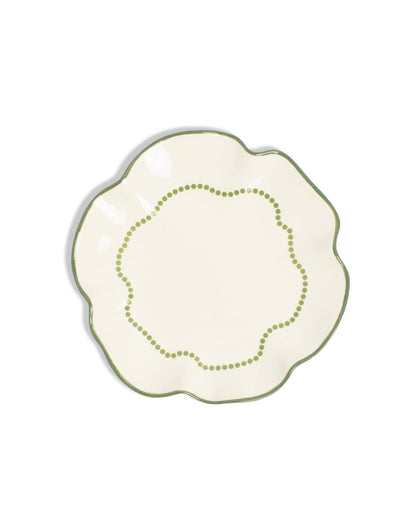 Evelyn Plate  White/Green   8"