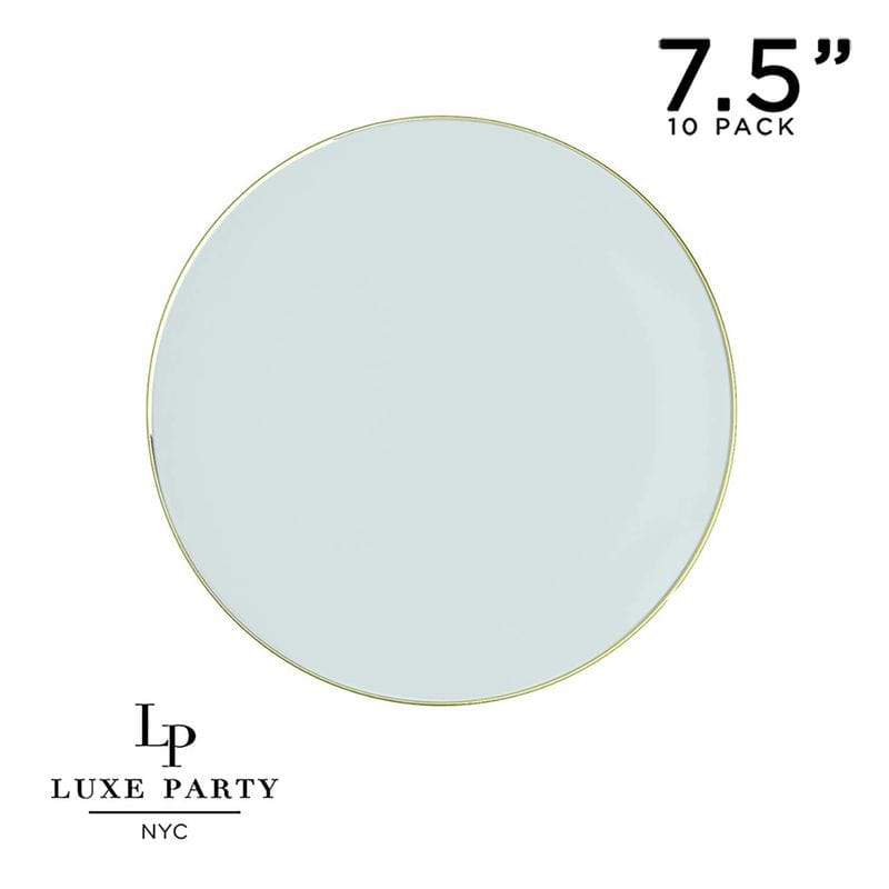 Mint Green and Gold Round Plastic Plates | 10 Pack