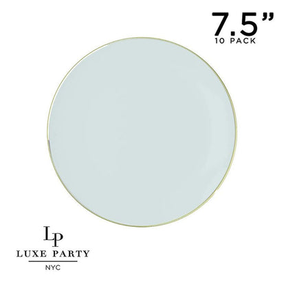 Mint Green and Gold Round Plastic Plates | 10 Pack