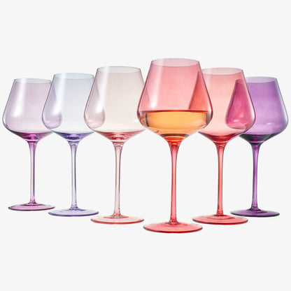 Love Wine Glass Set of 6 - Colored Love Glasses Valentines