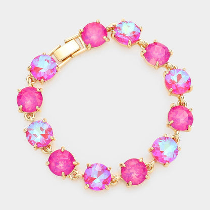 American USA Round Stone Link Evening Bracelet