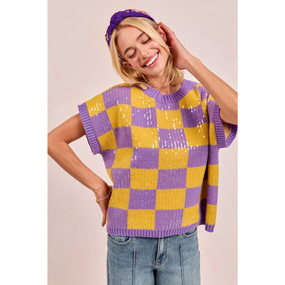 GAMEDAY THEME SEQUIN ALL-OVER SWEATER TOP