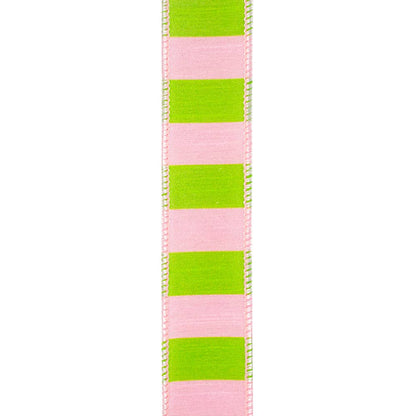 Cabana Striped Dupioni Deluxe Wired Edge, Pink/lime