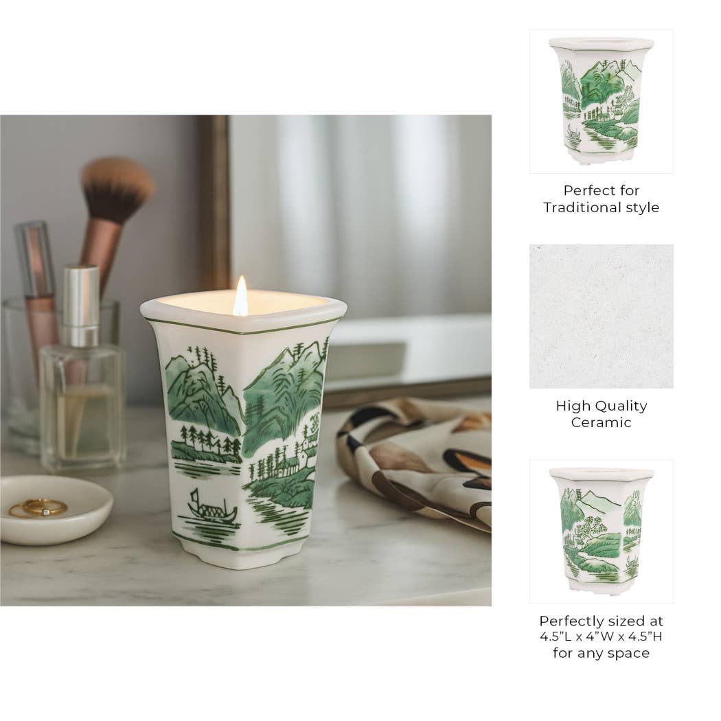 Scented Candle - Sage & Eucalyptus Green Ceramic, 6 Oz