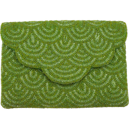 MATCHA GREEN BEADED CLUTCH