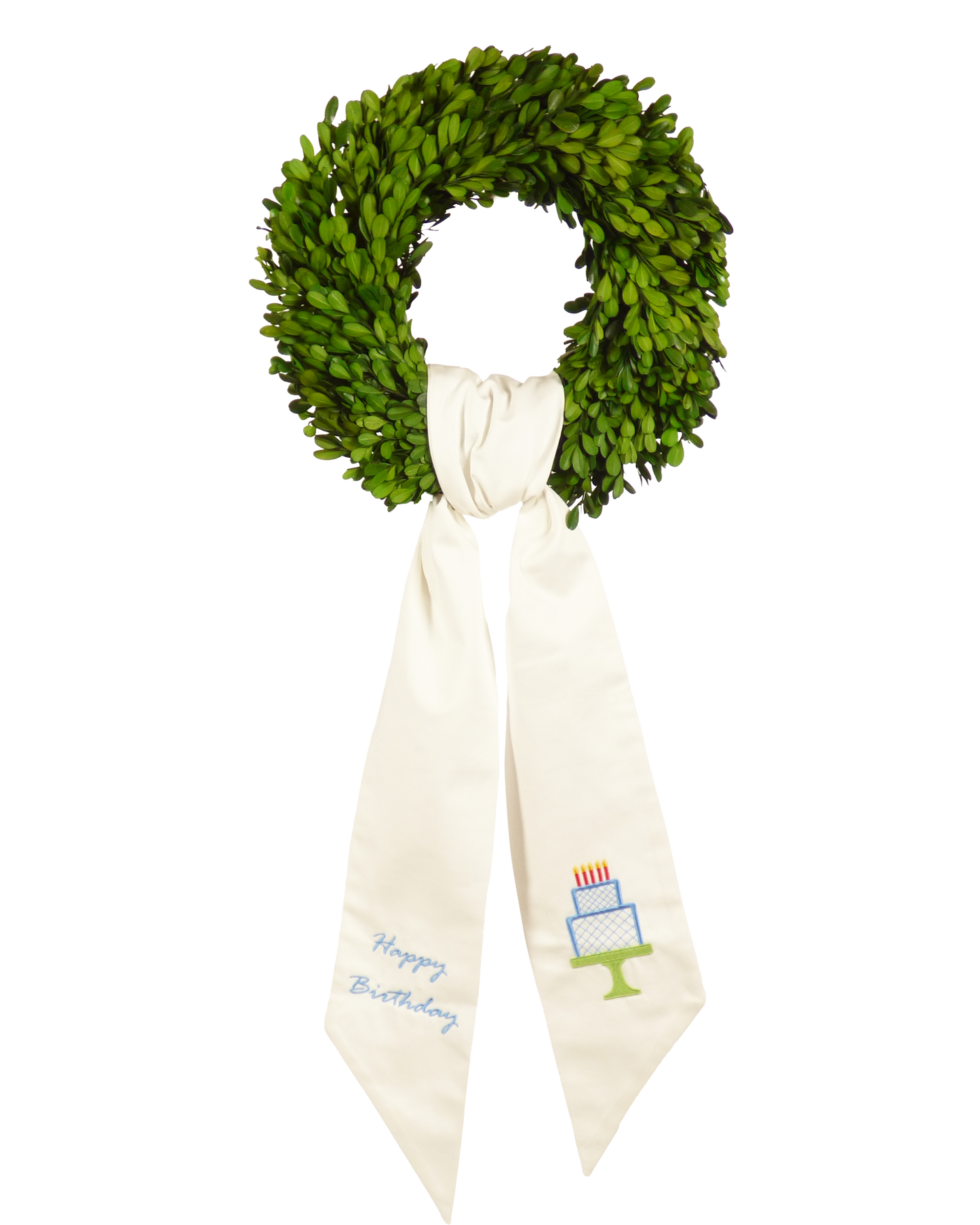 Wreath Sash: Happy Birthday (Blue)