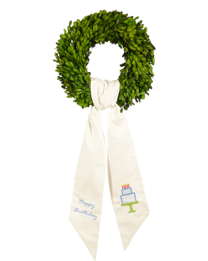 Wreath Sash: Happy Birthday (Blue)