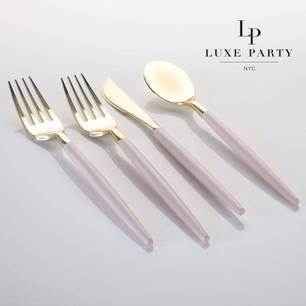 Blush • Gold Plastic Cutlery Set | 32 Pieces