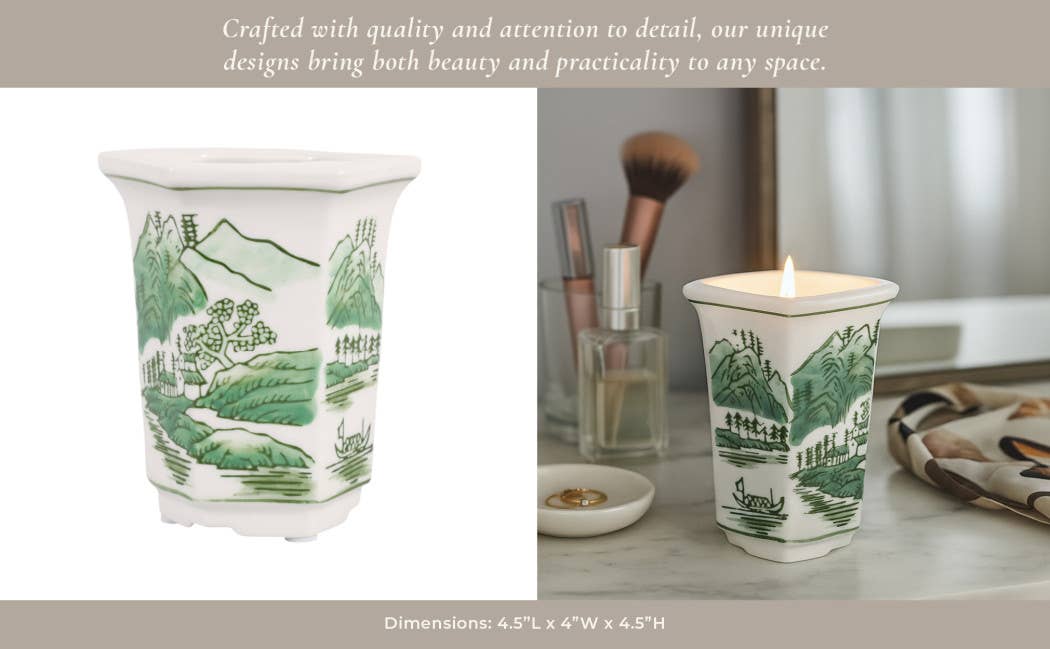 Scented Candle - Sage & Eucalyptus Green Ceramic, 6 Oz