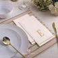 E Gold Monogram Paper Disposable Dinner Napkins | 14 Napkins