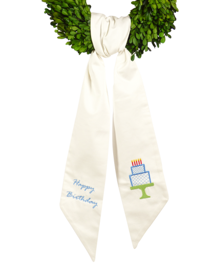 Wreath Sash: Happy Birthday (Blue)