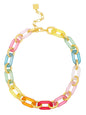 Multi-Color Resin Oval Links Collar Necklace