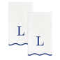 L Initials Letter Monogram Paper Napkins - Blue and White Scalloped