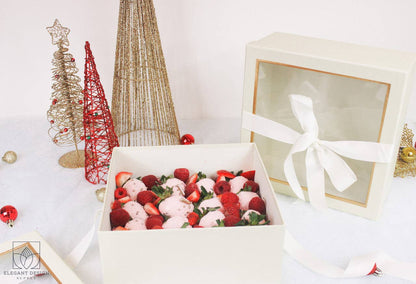 Square Gift Box with Clear Lid and Ribbon - Various Colors - For Luxury Flower/ Gift / Chocolate Strawberry Arrangements