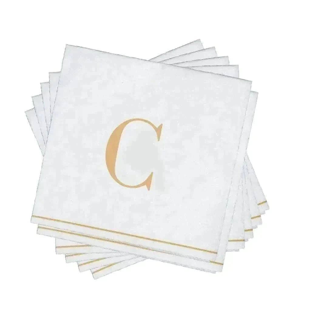 C Gold Monogram Cocktail Paper Napkins | 16 Napkins