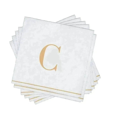 C Gold Monogram Cocktail Paper Napkins | 16 Napkins