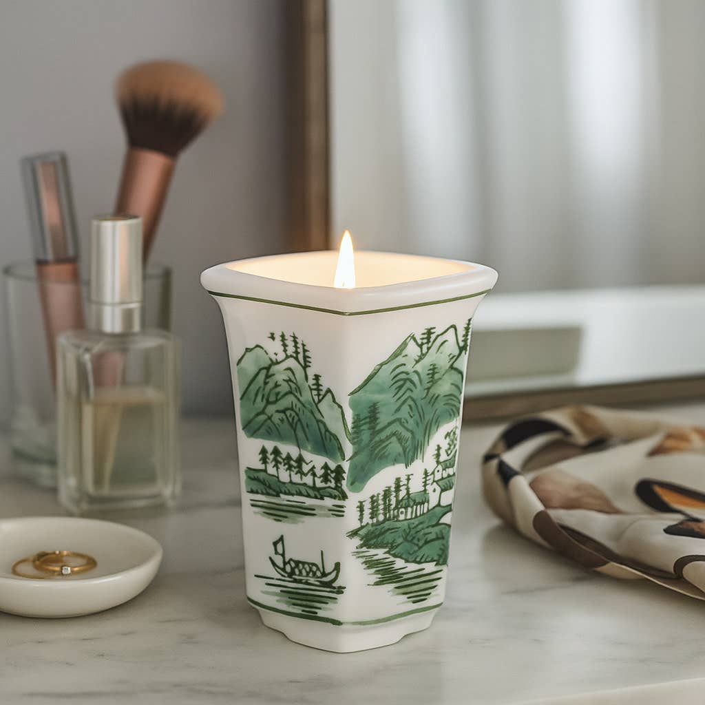 Scented Candle - Sage & Eucalyptus Green Ceramic, 6 Oz
