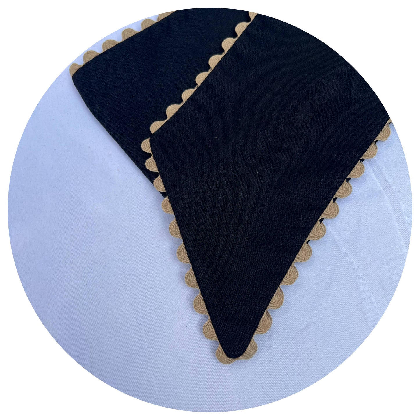 Custom Linen Sashes with Trim 