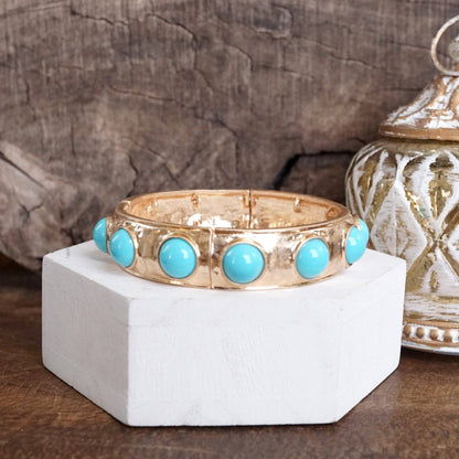 Eternity Statement Bangle Gold Tone Red Blue Brown Green Black Pearl