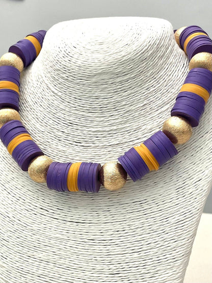 GAME DAY - School Spirit Necklace (purple/gold)