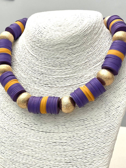 GAME DAY - School Spirit Necklace (purple/gold)