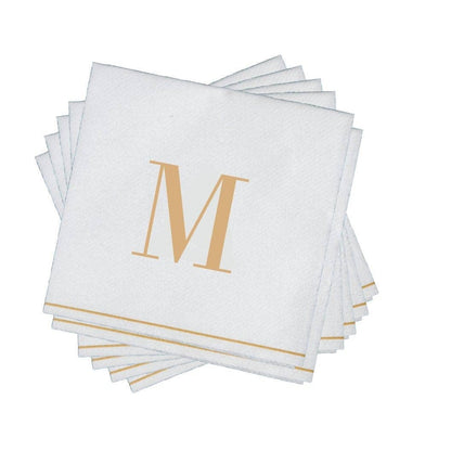 M Gold Monogram Cocktail Paper Napkins | 16 Napkins