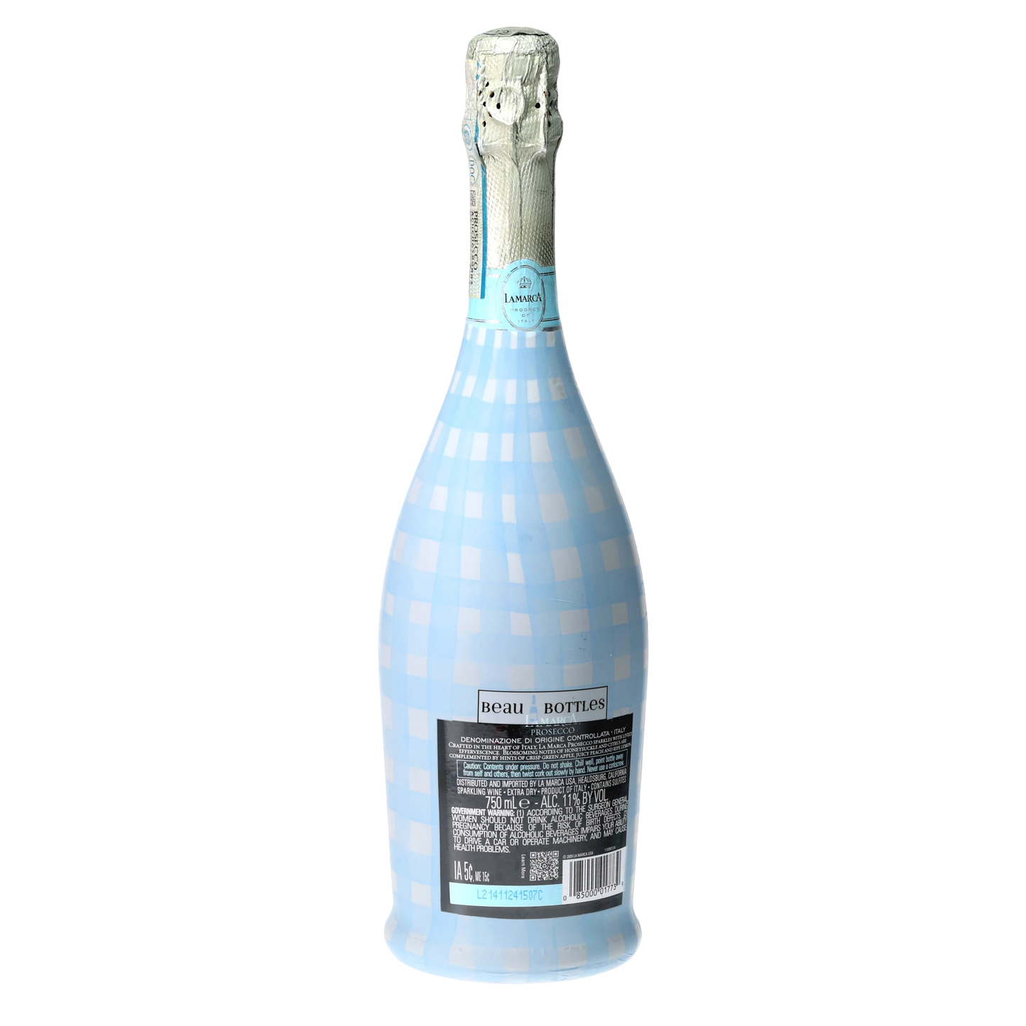 Powder Blue Picnic Gingham Prosecco Bottle Wrap