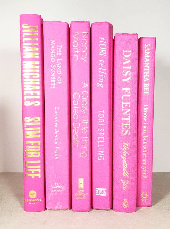 Pink books by the foot for decor