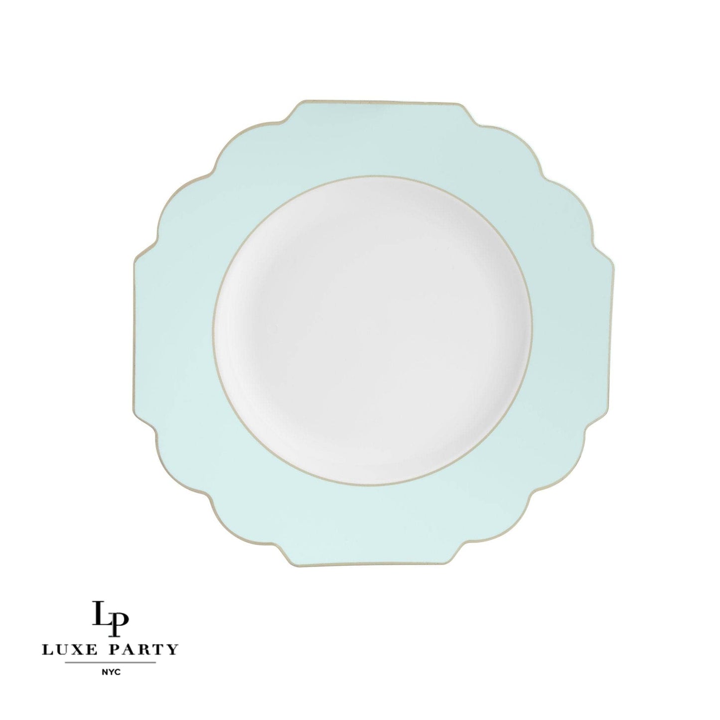 Scalloped Plastic Plates Mint • Gold | 10 Pack