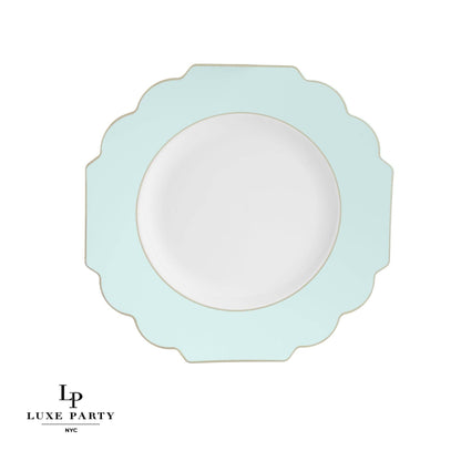 Scalloped Plastic Plates Mint • Gold | 10 Pack