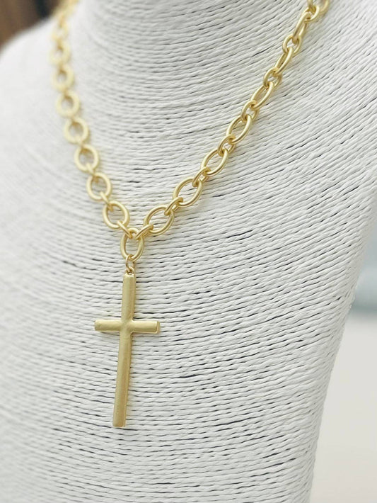 GOLDEN - Traditional Cross Necklace (vintage gold)